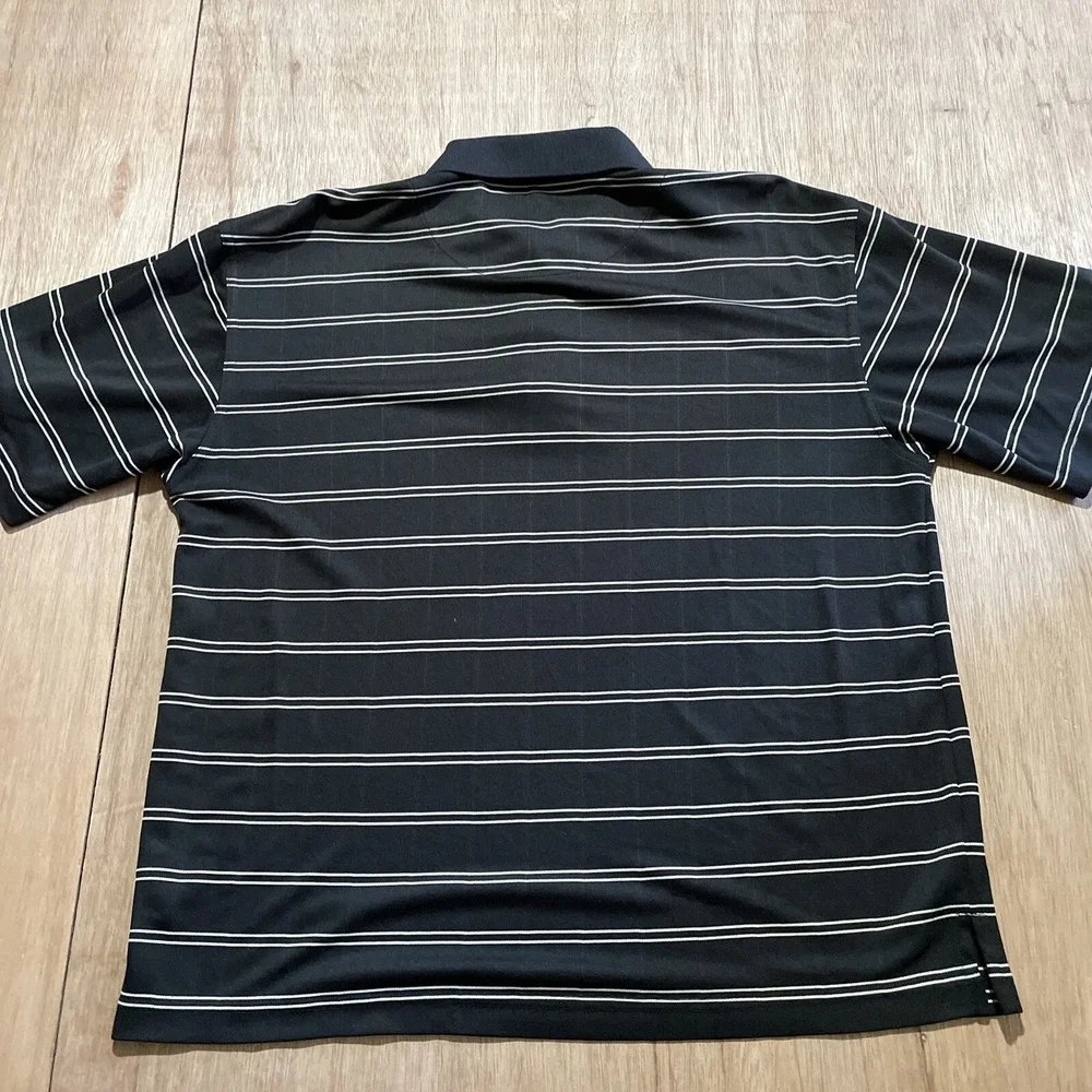 PGA Tour Shirt Mens Medium Black Gray Short Sleeve Golf Polo Lightweight Comfort